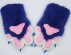 着ぐるみ ケモノ 手袋 薄い色 紺色 フリーサイズ ケモノ脚 ファースーツ ケモノ fursuit ぬいぐるみ コスプレ コスチューム kigurumiのサムネイル