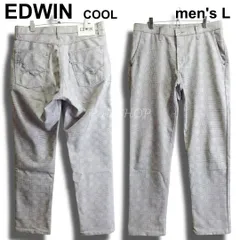 良品　EDWIN　エドウィン　クールフレックス　テーパードパンツ　E53FCM　W33（約88cm　W35相当）　COOL　麻混　レーヨン混　グレンチェック　日本製　メンズのサムネイル