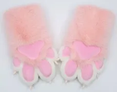 着ぐるみ ケモノ 手袋 薄い色 ライトピンク フリーサイズ ケモノ脚 ファースーツ ケモノ fursuit ぬいぐるみ コスプレ コスチューム kigurumiのサムネイル
