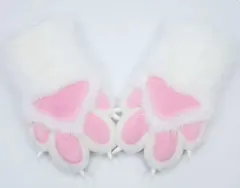 着ぐるみ ケモノ 手袋 薄い色 白 フリーサイズ ケモノ脚 ファースーツ ケモノ fursuit ぬいぐるみ コスプレ コスチューム kigurumiのサムネイル