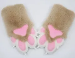 着ぐるみ ケモノ 手袋 薄い色 キャメル フリーサイズ ケモノ脚 ファースーツ ケモノ fursuit ぬいぐるみ コスプレ コスチューム kigurumiのサムネイル