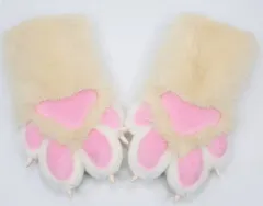着ぐるみ ケモノ 手袋 薄い色 クリーム色 フリーサイズ ケモノ脚 ファースーツ ケモノ fursuit ぬいぐるみ コスプレ コスチューム kigurumiのサムネイル