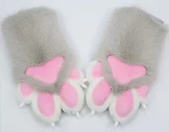 着ぐるみ ケモノ 手袋 薄い色 ライトグレー フリーサイズ ケモノ脚 ファースーツ ケモノ fursuit ぬいぐるみ コスプレ コスチューム kigurumiのサムネイル