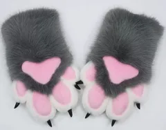 着ぐるみ ケモノ 手袋 薄い色 ダークグレー フリーサイズ ケモノ脚 ファースーツ ケモノ fursuit ぬいぐるみ コスプレ コスチューム kigurumiのサムネイル