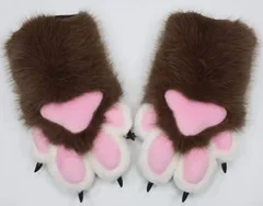 着ぐるみ ケモノ 手袋 薄い色 ブラウン フリーサイズ ケモノ脚 ファースーツ ケモノ fursuit ぬいぐるみ コスプレ コスチューム kigurumiのサムネイル