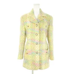 クレージュ courreges ファンシーツイードジャケット ジャケット 上着 9AR 黄 イエロー チェック柄 ダブルブレスト 長袖 EFDVN-53160 /CK8 ■GY18のサムネイル