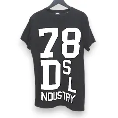ディーゼル DIESEL 78 DIESEL INDUSTRY 半袖 Tシャツ カットソー M ブラック 黒系 綿 コットン プリント 英字