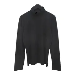 アルマーニ コレツィオーニ ARMANI COLLEZIONI 長袖 カットソー M 黒系 ブラック 無地 ボトルネック ストレッチ イタリア製のサムネイル