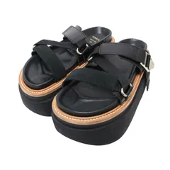 Sacai サカイ サイズ:36(23.0cm) 23春夏 ハイブリット ベルト サンダル Hybrid Belt Sandals プラットフォーム 厚底 牛革 ナイロン ブラック 黒 日本製 ブランド シューズ 靴【レディース】【中古】のサムネイル