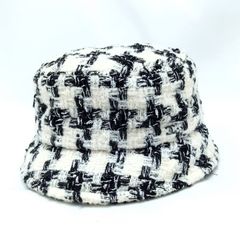 CHANEL ツイード バケットハット ブラック ホワイト M - メルカリ