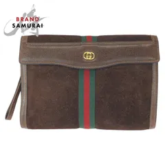 美品 GUCCI グッチ ヴィンテージ オールドグッチ シェリーライン ブラウン ゴールド金具 レザー/スエード クラッチバッグ 600661【中古】