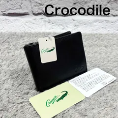 未使用 CROCODILE クロコダイル 二つ折り財布 山羊革 レザー ブラック バングラディッシュ製のサムネイル