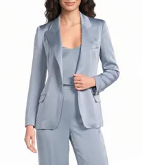 マレーラ レディース アウター コート ブレザー Marella Mllziminotch Lapel Collar Long Sleeve Single Button Blazer Dust Bluのサムネイル