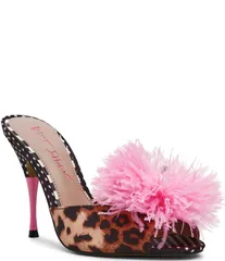 ベッツィジョンソン レディース シューズ サンダル Betsey Johnson Avery Pom Pearl Embellishedresslide Sandals Leopard Multi マのサムネイル