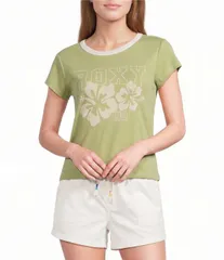 ロキシー レディース トップス シャツ リブ Roxy Hibiscushort Sleeve Ribbed Baby TShirt Sage セージのサムネイル