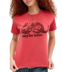 アーバンアウトフィッターズ レディース トップス シャツ BDG Urban Outfittershort Sleeve Maybe Later Cat Relaxed Tee Red レッドのサムネイル