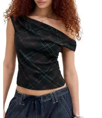 アーバンアウトフィッターズ レディース トップス シャツ プリント ミニ メッシュ ノースリーブ BDG Urban Outfittersleeveless Polly Mesh Plaid Prinのサムネイル