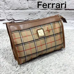Ferrari フェラーリ ミニクラッチバッグ 小物入れ チェック柄 プレートロゴのサムネイル