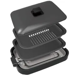 東京Deco ホットプレート 平面 大型 焼肉プレート 2枚 蓋付き 着脱式 [平型と波型の2種類のプレート] 同時調理 丸洗い可 コンパクト収納 フッ素加工 減煙 平面プレート 焼肉プレート i001★m bf49762fのサムネイル