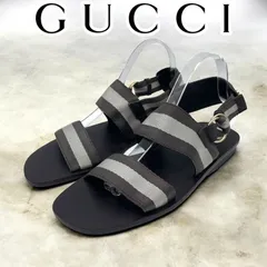 GUCCI　グッチ　サンダル　116 1099　ストライプ　41　26cm　ブラウン　シェリーライン　メンズ　バックストラップのサムネイル