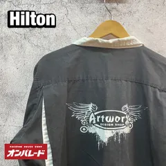 Hilton ヒルトン ボウリングシャツ 半袖 バックプリント ロゴ ブラック Lのサムネイル