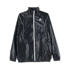 adidas ナイロンジャケット フード付き 星柄 ブラック - メルカリ