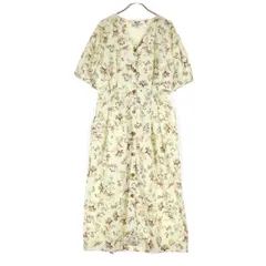 TONAL トーナル 花柄 半袖 Vネック ロングワンピース 38 アイボリー レディース 古着のサムネイル