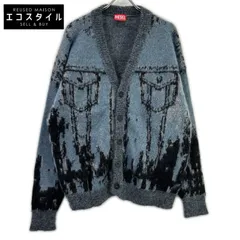 DIESEL　ディーゼル　ブルー×グレー K-PETALO モヘアニットカーディガン　Mのサムネイル