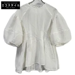 CLANE　クラネ　ホワイト 18122-4142  SHEER PLAID VOLUME SLEEVE TOPS　1のサムネイル