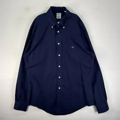 古着 ブルックスブラザーズ Brooks Brothers 長袖シャツ ワンポイント 刺繍ロゴ M  ネイビー系 無地 メンズのサムネイル