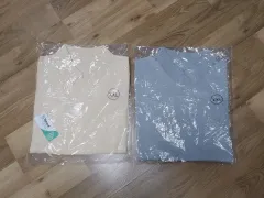 テンセル 半袖 Tシャツ ベージュ/スカイブルー XXLのサムネイル