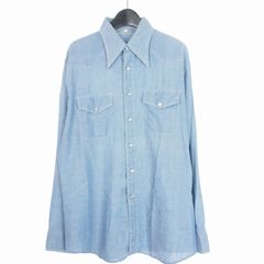 ヴィンテージ VINTAGE サックスフィフスアベニュー SAKS FIFTH AVENUE  ウエスタンシャツ  長袖 パールスナップボタン L ライトブルーのサムネイル