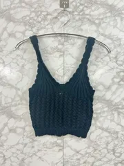 H&M エイチ・アンド・エム クロシェニットタンクトップ ニットビスチェ ブラック レディース◆Size XSのサムネイル