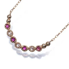 セイレーンアズーロ ネックレス ルビー 0.06ct ローズカットダイヤ ダイヤモンド ミルグレイン K18YG/WG/PG #187511 大幅値下げ品のサムネイル