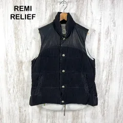 REMI RELIEF レミレリーフ カウレザー コーデュロイ ダウンベスト ブラックのサムネイル