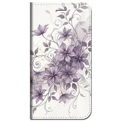 iPhone対応 スマホ 手帳型ケース 夏 クレマチス 鉄線 水彩 くすみパープル 大人可愛い スマホケース スタンド 【iPhone17 / iPhone16 他 iPhone各機種対応】 |iasmnu14のサムネイル