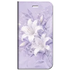 iPhone対応 スマホ 手帳型ケース 夏 百合 カサブランカ 水彩 ラベンダー くすみパープル 大人可愛い スマホケース スタンド 【iPhone17 / iPhone16 他 iPhone各機種対応】 |iasmnu13のサムネイル