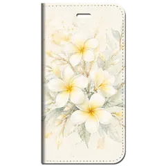 iPhone対応 スマホ 手帳型ケース 夏 プルメリア 水彩 くすみカラー ゴールド 大人花柄 上品 リゾート 透明水彩 大人可愛い スマホケース スタンド 【iPhone17 / iPhone16 他 iPhone各機種対応】 |iasmnu12のサムネイル