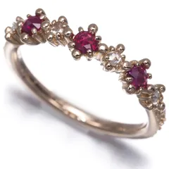 セイレーンアズーロ リング ルビー 0.21ct ダイヤ ダイヤモンド 0.06ct ローズカット 8.5号 K18PG #187475 大幅値下げ品のサムネイル