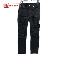 SAINT LAURENT PARIS サンローランパリ デニムパンツ クラッシュ ダメージ D05 W/SK-MW コットン ブラックのサムネイル