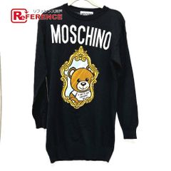 モスキーノ/MOSCHINO】長袖ニット テディーベア クマ 総柄 ロゴ 金具 