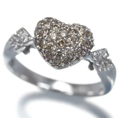 笠原真寿美 リング ブラウン&クリア ダイヤ ダイヤモンド 0.70ct/0.05ct パヴェ ハート 11号 K18WG #194359のサムネイル