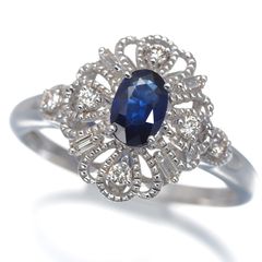 美品】サファイア ダイヤモンドリング 1.04/0.85ct プラチナ/K18 