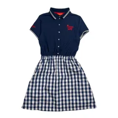 BEAMS GOLF ビームスゴルフ チェック切替 鹿の子 半袖 ポロワンピース サイズ L /ネイビー系 レディース ゴルフのサムネイル