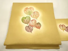 平和屋着物●初代 染人・山岡古都　首里琉染　九寸名古屋帯　琴奏織　舞葉文　正絹　逸品　CABJ2120dyのサムネイル