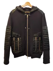 BALMAIN デザインジップパーカー size:M ブラック×カーキ カモフラ W7H6135J036のサムネイル