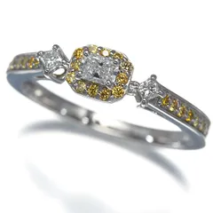 GSTV リング イエロー&クリア ダイヤ ダイヤモンド 0.16ct/0.14ct 14号 Pt950 ソーティング #193841のサムネイル