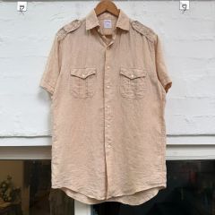 美品】ORIAN オリアン リネンミリタリーシャツ ベージュ S - メルカリ
