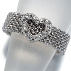 希少【極美品】Tiffany & Co. サマセットハートメッシュリング 9号
