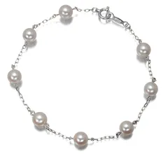 ミキモト ブレスレット パール 真珠 5.3mm ステーション K18WG #192650のサムネイル